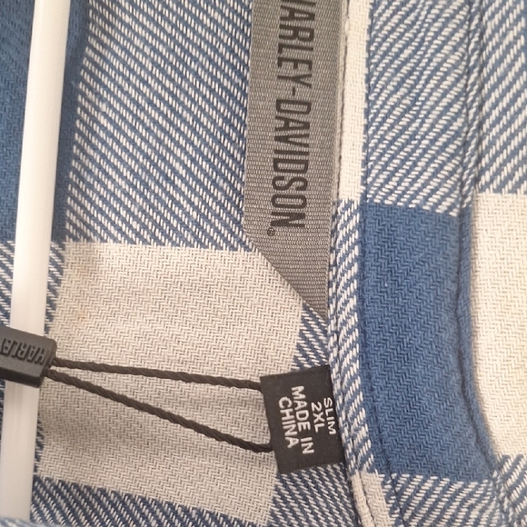 Harley-Davidson Blue and White Checkered Shirt - Picture 3 of 7